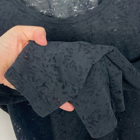 The Kooples Diamonds‎ Burnout Long Sleeve Top Black Size XS Sheer Blouse Sheer - Picture 7 of 13